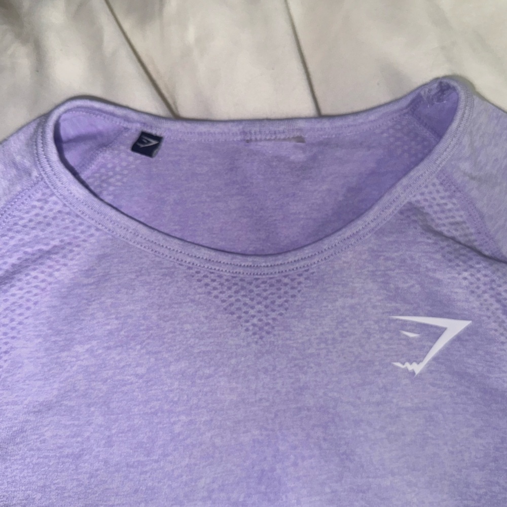 LILAC GYMSHARK VITAL SEAMLESS CROPPED LONG SLEEVE TOP